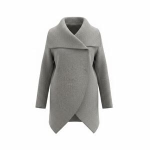 Cinzia Rocca Icons HEATHER Gray Wool/CASHMERE Coat Asymmetrical Wrap COAT SZ 6